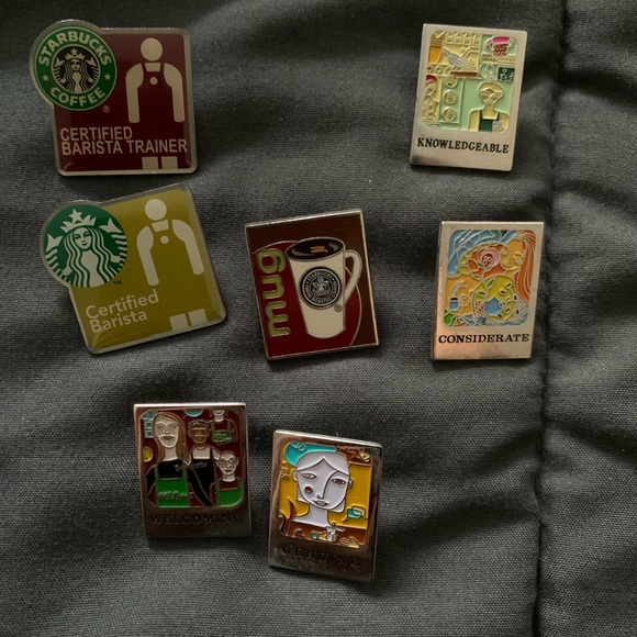 Set of 7 Starbucks Barista Pins HTF